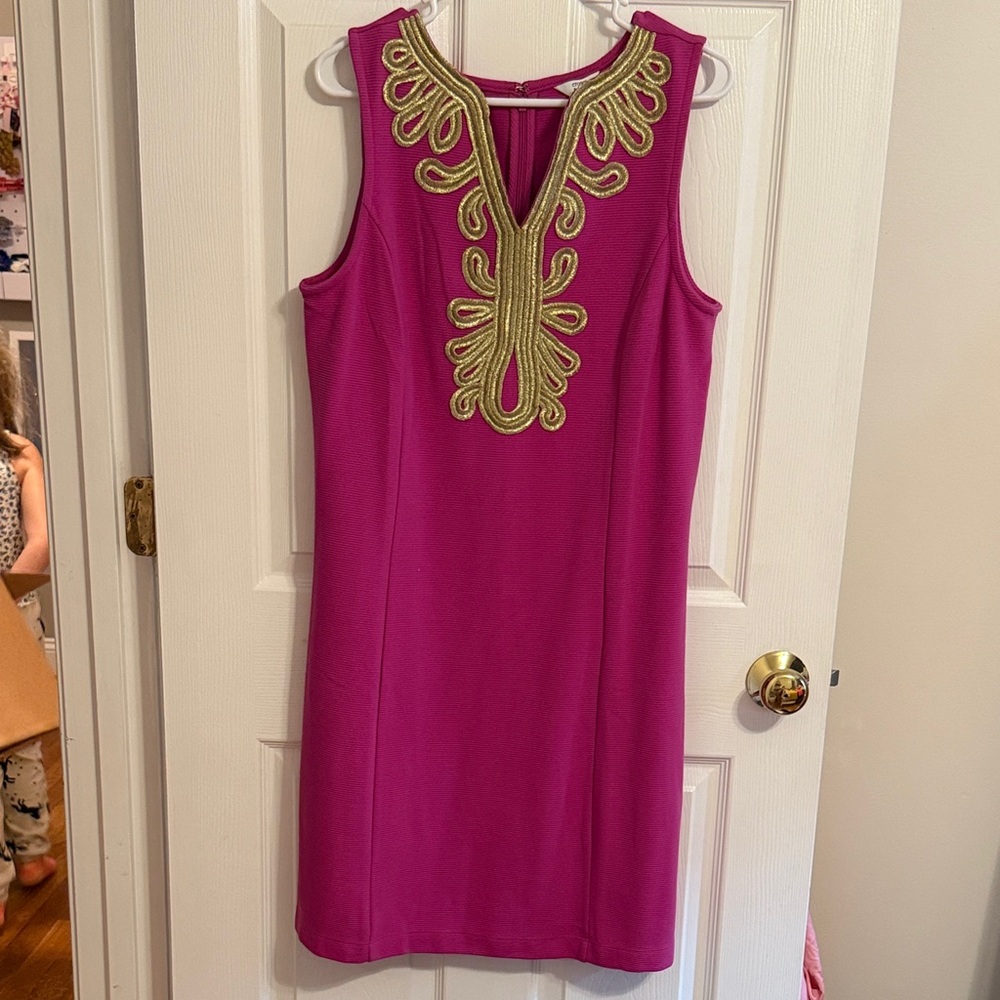 NWT XL Crown & Ivy Pink Mini Dress with Gold Detailing
